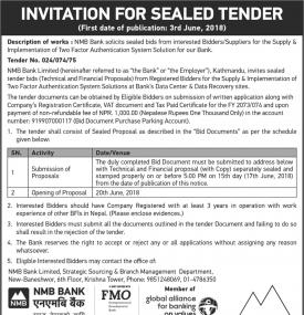 Invitation for sealed Tender