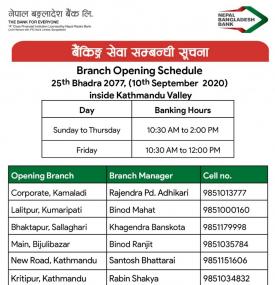 NB Bank Branch Opening Schedule