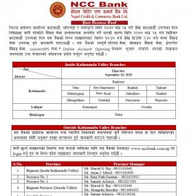 NCC बैंकको आज खुल्ला रहने शाखा समय