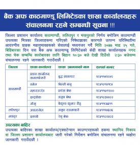 BOK का शाखाहरु खुल्ला रहने सूचना