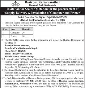 Invitation for Sealed Quotation