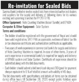 Re Invitation For Sealed Bid