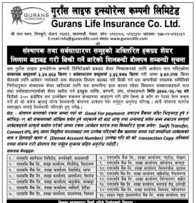 अवितरित हकप्रद शेयर लिलामीको सूचना