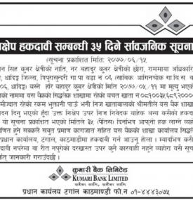 निक्षेप हकदावी सम्बन्धी सूचना