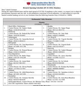 Branch Opening Schedule