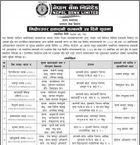 निक्षेप उपर हकदावीको ३५ दिने सूचना