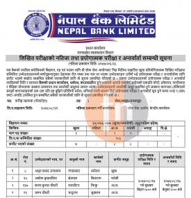 Written Exam Result and Practical Exam and Interview Notice