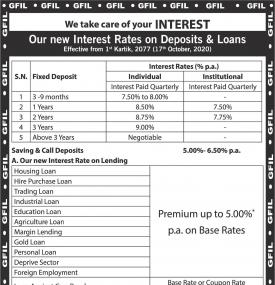 New Interest Rate on Deposits & Loans