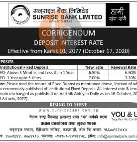 Corrigendum - Interest Rate