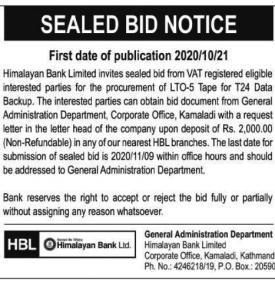 Sealed Bid Notice