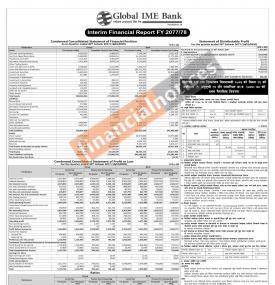 ग्लोबल आइएमई बैंकको खुद नाफा १ अर्ब ५ करोड ८८ लाख रुपैयाँ (1st Quarterly Report)