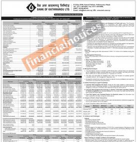 बैंक अफ काठमाडौंको खुद नाफा २४ करोड १४ लाख ६ हजार रुपैयाँ (Quarterly Reports)