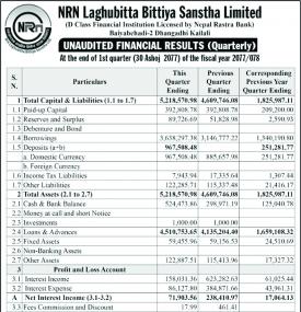 Unaudited Financial Results (Quarterly)