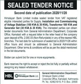 Sealed Tender Notice