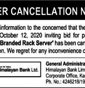 Tender Cancellation Notice