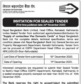 Invitation for Sealed Tender Notice