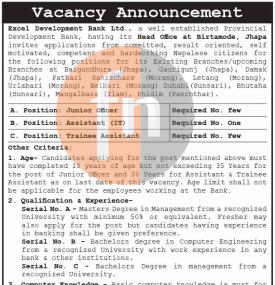 Vacancy Announcement
