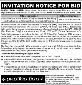 Invitation Notice for Bids