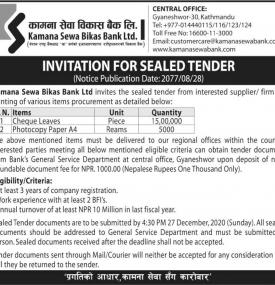 Invitation for Sealed Tender