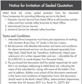 Notice for Invitation of Sealed Quotation