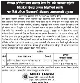 १५ दिने गोप्य शिलबन्धी बोलपत्र आव्हानको सूचना