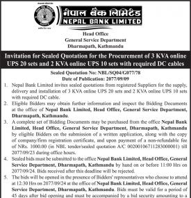 Invitation for Sealed Quotation