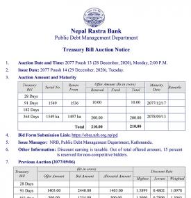 Treasury Bill Auction Notice