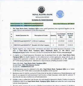 Invitation for Sealed Quotation