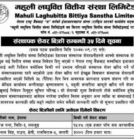 संस्थापक शेयर बिक्री सम्बन्धी सूचना