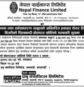 हकप्रद शेयर लिलाम बिक्रीको शिलबन्धी बोलपत्र खोलिने बारेको सूचना