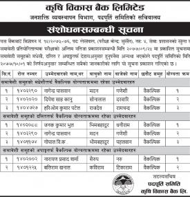 संशोधन सम्बन्धी सूचना