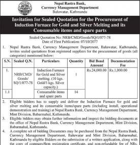 Invitation for Sealed Quotation