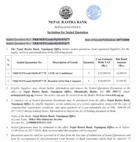 Invitation for Sealed Quotation