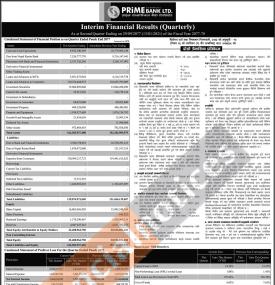 प्राइम बैंकको खुद नाफा  १ अर्ब ८१ करोड ३३ लाख रुपैयाँ 