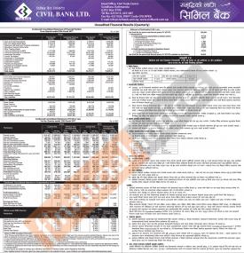 सिभिल बैंकको खुद नाफा २० करोड २८ लाख रुपैंया - Q2 Reports -