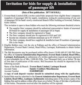 Invitation for Bids for the Supply & Installation