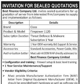 Invitation for Sealed Quotation