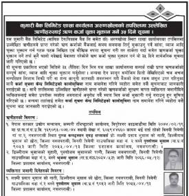ऋणीलाई ऋणकर्जा चुक्ता भुक्तान गर्ने बारे सूचना
