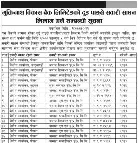 दुई पाङ्ग्रे सवारी साधन लिलाम बिक्री सम्बन्धी सूचना