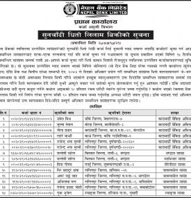 सुनचाँदी धितो लिलाम बिक्रीको सूचना