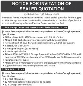 Notice for Invitation of Sealed Quotation