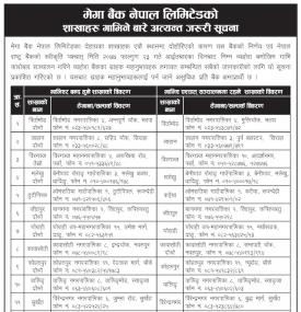 शाखाहरु गाभिने बारे अत्यन्त जरुरी सूचना