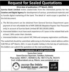 Request for Sealed Quotations