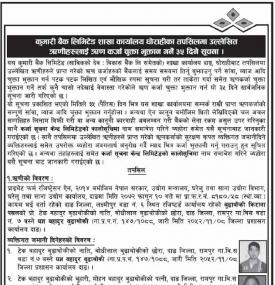 ऋणीहरुलाई ऋण कर्जा चुक्ता भुत्तान गर्ने सम्बन्धी ३५ दिने सूचना