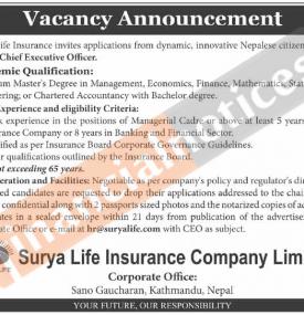 Vacancy Announcement- रोजगारीको अवसर