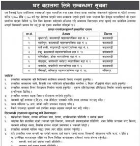 घर बहालमा लिने सम्बन्धी सूचना