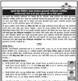ऋणीहरुलाई ऋण कर्जा चुक्ता भुक्तान गर्ने ३५ दिने सूचना