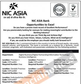 NIC Asia बैंकमा रोजगारीको अवसर - Banking Career -