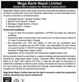 Sealed Bid Invitation for Interior Construction