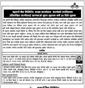 ऋणीलाई ऋणकर्जा चुक्ता भुक्तान गर्ने ३५ दिने सूचना